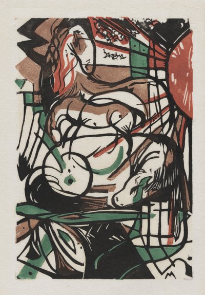 O nascimento dos cavalos, 1913 (xilogravura no papel do Japão) de Franz Marc
