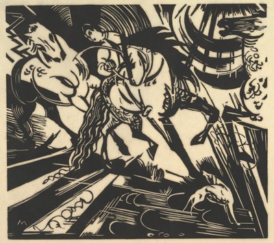 A Escola de Equitação, 1913. de Franz Marc