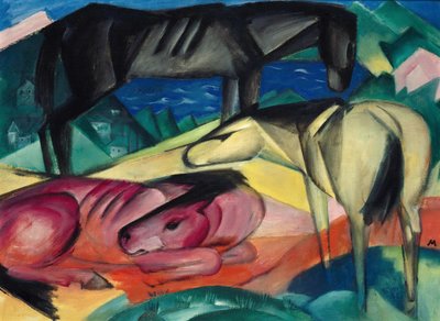 Três cavalos II, 1913. de Franz Marc