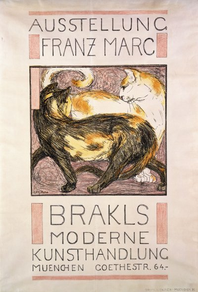 Dois Gatos, 1909-10 de Franz Marc