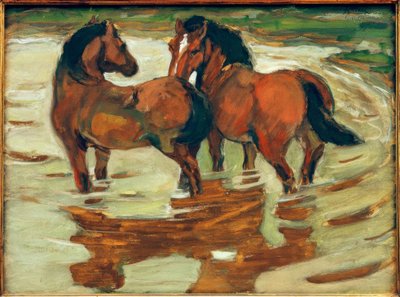 Dois cavalos na enchente de Franz Marc