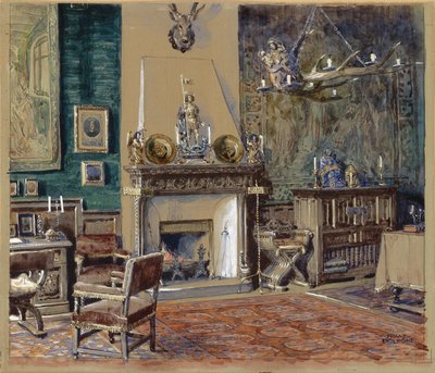 Sala do mestre com lareira de Franz Poledne