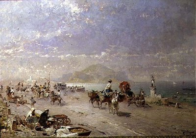 Estrada Costeira no Golfo de Palermo, Itália de Franz Richard Unterberger