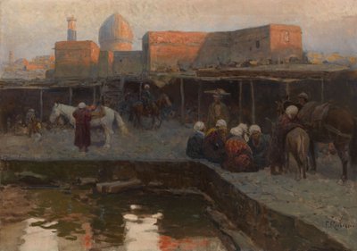 Caravanserai por Gur-e Amir em Samarcanda de Franz Roubaud