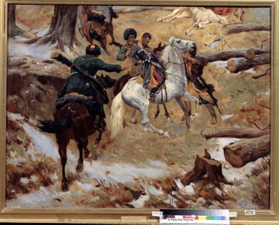 Morte do general Nikolay Sleptsov sobre um combate na Chechénia em 10 de Dezembro de 1851 de Franz Roubaud