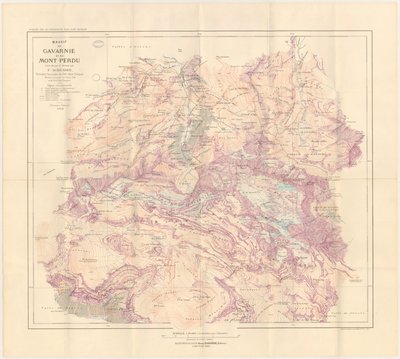 Mapa do maciço de Gavarnie e da Montanha Perdida publicado em 1914 de Franz Schrader