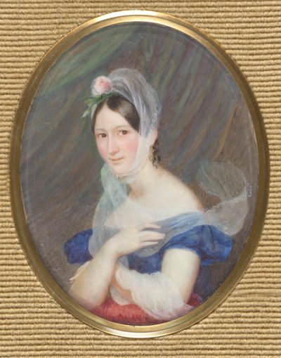 Retrato de uma jovem com uma rosa no cabelo de Franz Schrotzberg