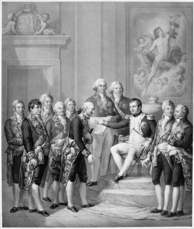 Napoleão (1769-1821) Concessão da Constituição ao Ducado de Varsóvia, 1843 de Franz Seraph Hanfstaengel