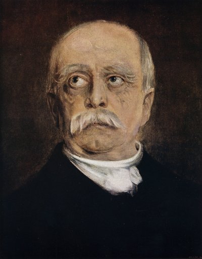 Otto von Bismarck, estadista prussiano e chanceler da Alemanha (cor litho) de Franz Seraph von (after) Lenbach