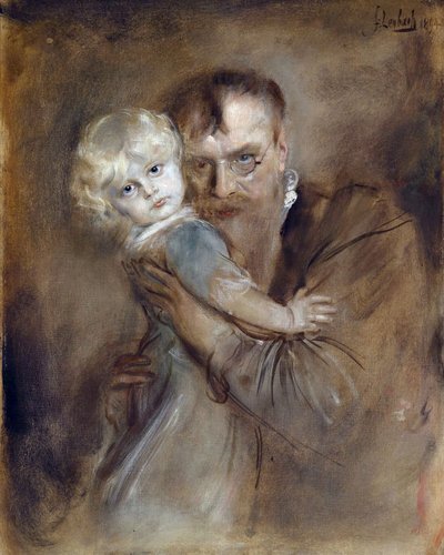 Auto-retrato com Filha Marion - Lenbach, Franz, von (1836-1904) - 1894 - Óleo sobre tela - 81,5x65,5 - Coleção Particular de Franz Seraph von Lenbach