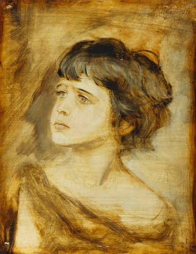 A cabeça de uma menina, 1879 de Franz Seraph von Lenbach