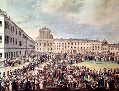 Funeral de Ludwig van Beethoven (1770-1827) em Viena, 29 de março de 1827 (wc no papel) (detalhe) de Franz Stober