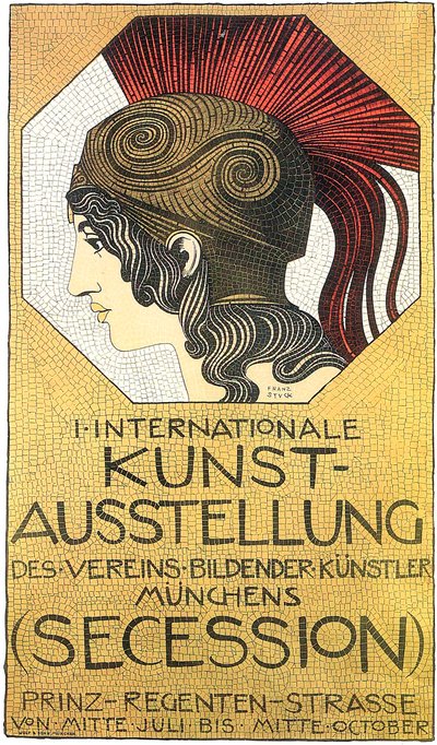 Plakat à primeira exposição internacional de arte, Secession, 1893. de Franz Stuck Ritter von