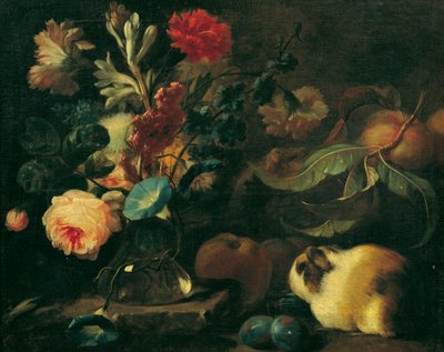 Natureza Morta com Porcos da Guiné, Flores e Frutos de Franz Werner Tamm