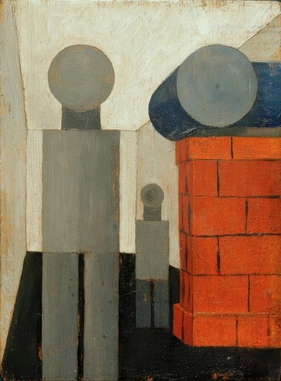 Duas pessoas em construção em perspectiva de Franz Wilhelm Seiwert