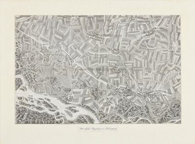 Mapa em perspetiva do Marchfeld. Arredores de Sachsengang de Franz Xaver Schweickhardt