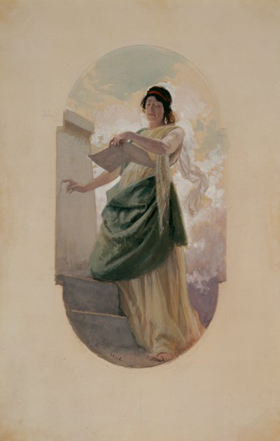 O Epigrama, um estudo, 1890 (lápis, wc) de Franz Xaver Simm