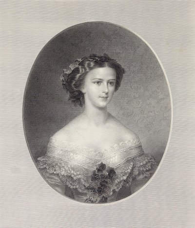 Retrato da imperatriz Elisabeth da Áustria, ca 1855. de Franz Xaver Stöber