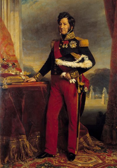 Portrait en pied de Louis Philippe 1er (1773-1850), rei da mão francesa sobre o foral de 1830 Pintura de Franz Xaver Winterhalter (1806-1873) 1839 Sol. 2,6x1,9 m de Franz Xaver Winterhalter