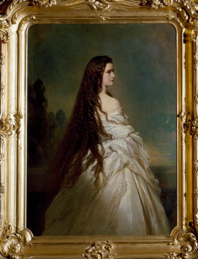 Retrato de Elisabeth de Wittelsbach (1837-1898) (sissi), Imperador da Áustria (1854-1898) e Rainha da Hungria (1867-1898) Pintura de Franz Xaver Winterhalter (1806-1873) de Franz Xaver Winterhalter