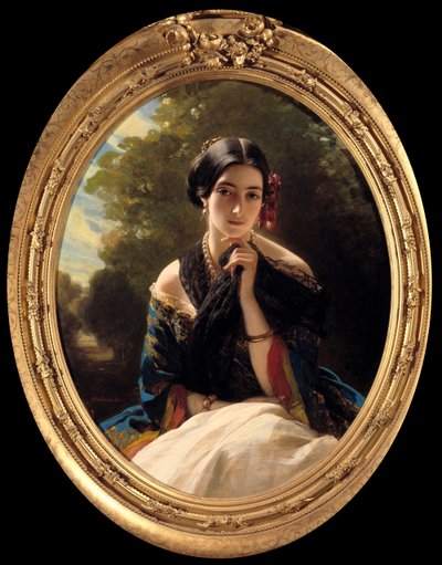 Retrato da Princesa de Sayn Wittgenstein Sayn (Sayn-Wittgenstein) Pintura de Xaver Winterhalter (1806-1873) 1849. Coleção Particular de Franz Xaver Winterhalter