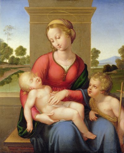 Madonna com criança e um jovem João Batista de Franz and Johannes 1788 1860 Riepenhausen
