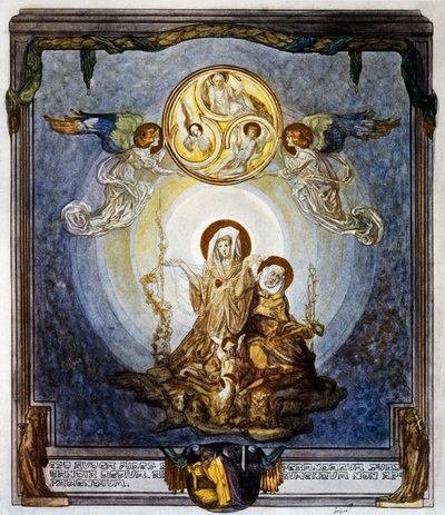 A fé é substância das coisas que esperamos, E evidência das que não são vistas, E isto parece-me a sua quiddidade, canto XXIV, Céu, Divina Comédia de Dante Alighieri, ilustração de Franz von Bayros (1866-1924), Viena de Franz von  Bayros