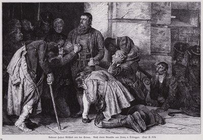 Andreas Hofer, líder da Rebelião Tirolesa contra a ocupação francesa e bávara, despedindo-se de seus seguidores antes de ser levado a Mântua para sua execução de Franz von (after) Defregger