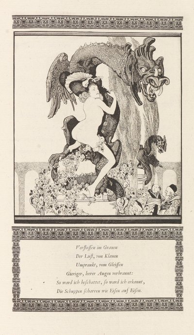 Ilustração para a menina bonita por Pao por Otto Julius Bierbaum, 1909-1910. de Franz von Bayros