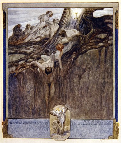 Ilustração de Dantes Divine Comedy, Paradise, Canto IV, 1921 (wc no papel) de Franz von Bayros