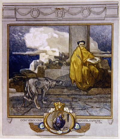 Ilustração de Dantes Divine Comedy, Purgatory, Canto XI: 135, 1921 (wc no papel) de Franz von Bayros