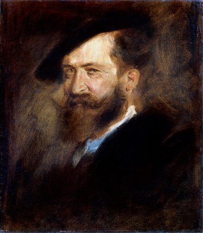 Retrato do artista Wilhelm Busch, 1832-1908, 1877-1880. de Franz von Lenbach