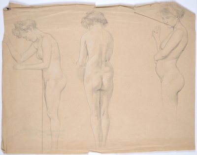 Estudos de nu de uma mulher grávida de Franz von Matsch
