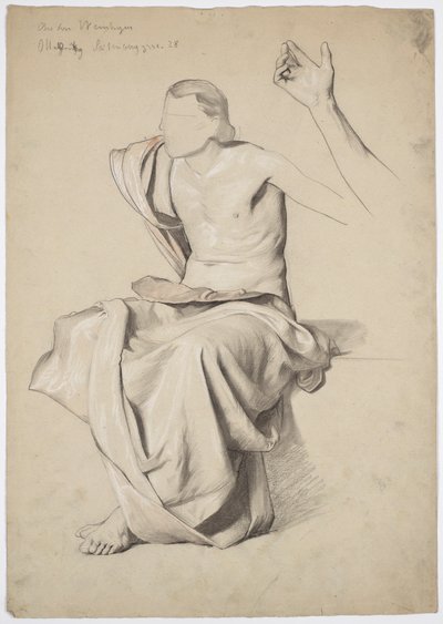 Estudo de figura para a "Recitação" de Pintura de Tecto no Teatro Municipal Reichenberg/Liberec de Franz von Matsch