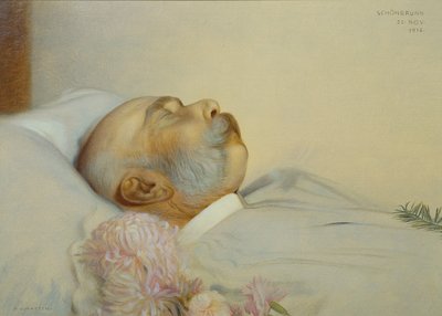 O Imperador Francisco José I no seu leito de morte de Franz von Matsch
