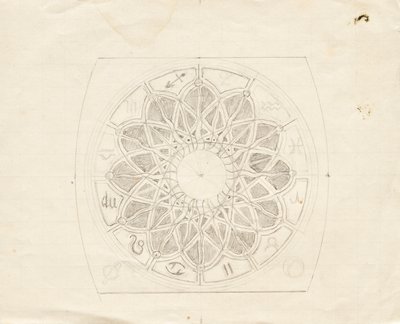 Esboço para o mostrador do relógio âncora (?) de Franz von Matsch