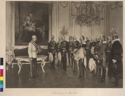 Visita do Príncipe Alemão das Federações a 8 de maio de 1908 no castelo de Schoenbrunn de Franz von Matsch