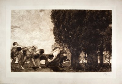 BBacchantes, sátiros e ninfas (gravura, século XX) de Franz von Stuck