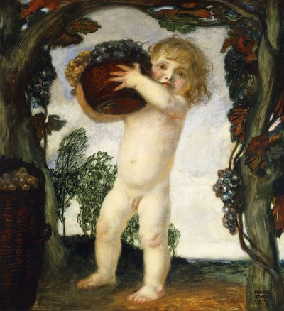 Menino com uvas; Menino com uvas, 1903 de Franz von Stuck