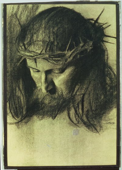 Cabeça de Cristo, c.1890 (carvão e giz) de Franz von Stuck
