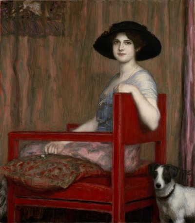 Mary of Stuck em uma cadeira vermelha de Franz von Stuck