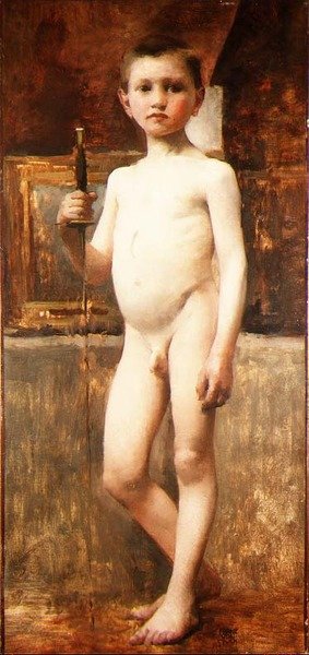 Rapaz Nu com Espada (óleo sobre tela) de Franz von Stuck