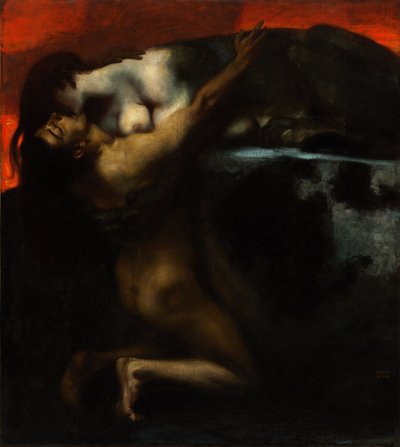 O Beijo da Esfinge - Peinture de Franz Ritter von Stuck (1863-1928) - 1895 - Óleo sobre tela - 160x144,8 - Szepmuveszeti Muzeum, Budapeste, Hungria de Franz von Stuck