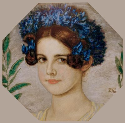 Filha do artista com flores no cabelo de Franz von Stuck