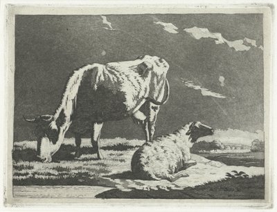 Paisagem com vaca e ovelha de Frédéric Théodore Faber