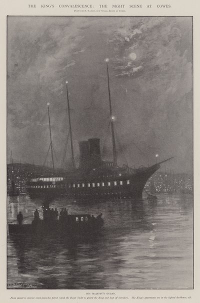 A convalescença do rei, a cena noturna em Cowes de Fred T. Jane