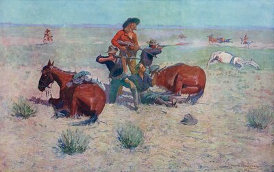 Índios a atacar cowboys. Frederic Remington. de Frederic (after) Remington