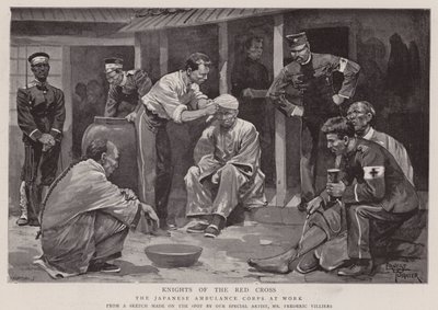Cavaleiros da Cruz Vermelha (litografia) de Frederic (after) Villiers