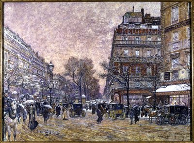 Cruzamento cardeal Lemoine com neve, Paris de Frederic Anatole Houbron