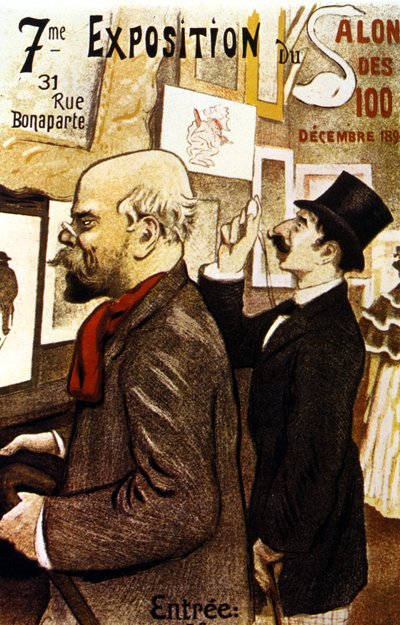 Cartaz da 7ª Exposição do Salon des 100. Dezembro de 1894. Paul Verlaine. de Frederic Auguste Cazals